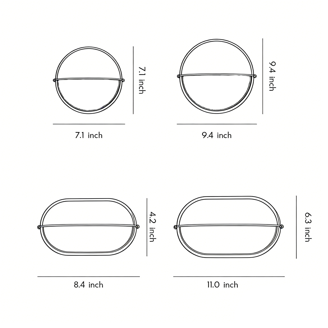 Four specifications of oval bulkhead light product size chart
