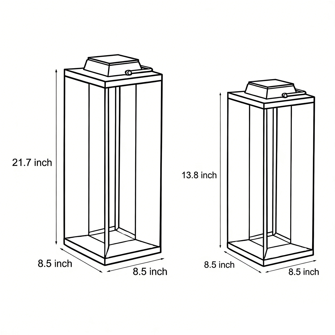 Two specifications and dimensional drawings of solar lantern portable Product dimensional drawings