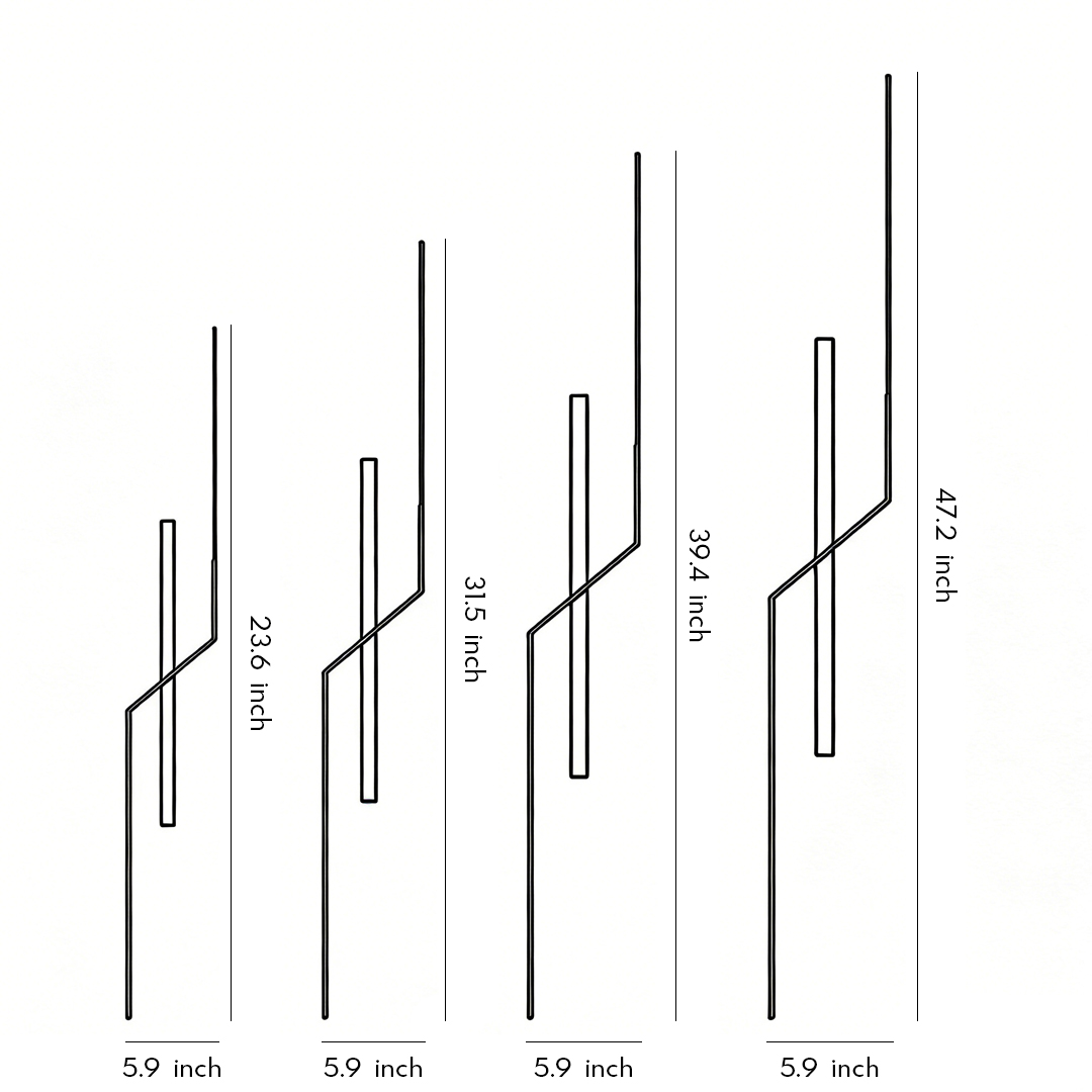Four specifications and dimensions of modern linear wall scope. Product dimensions.