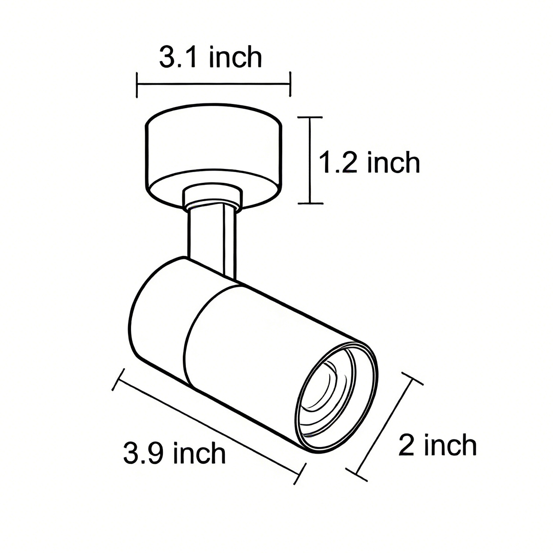 Specifications and dimensions of surface mounted spot light product dimensions 3.9inch*2inch*1.2inch*3.1inch