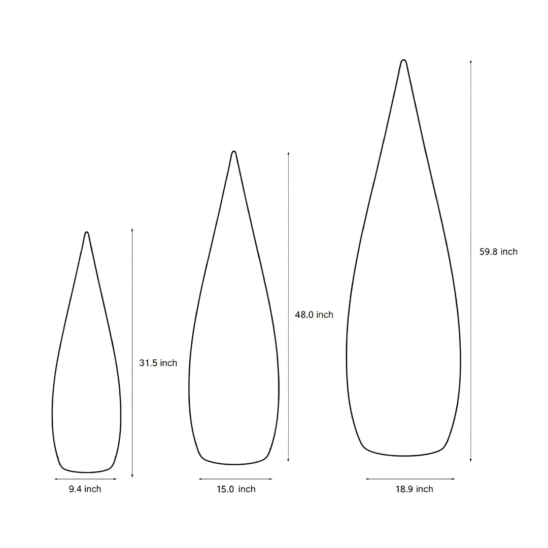 Three specifications of Modern teardrop outdoor light Product size chart
