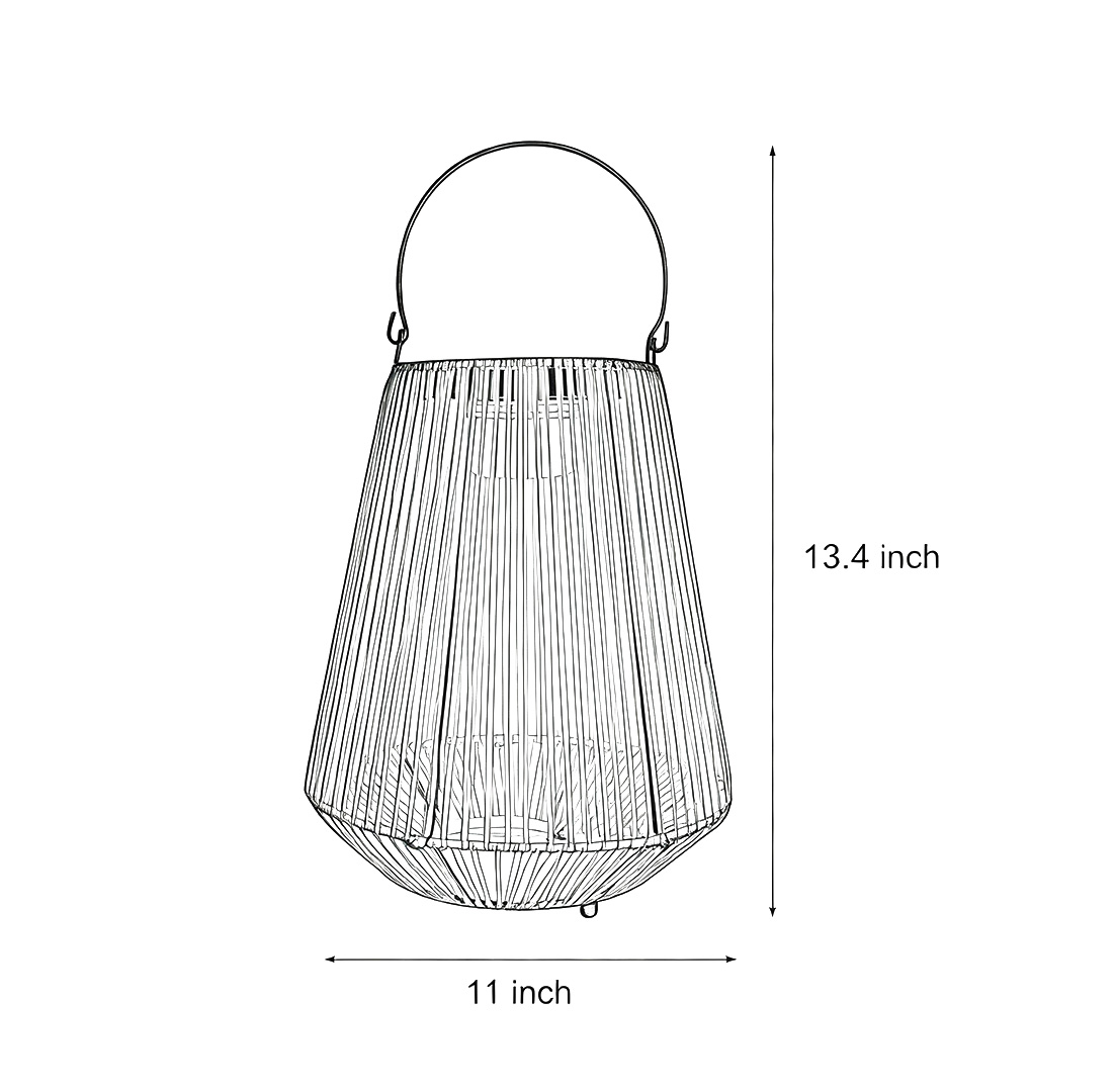 Product dimensions of Solar powered rope lantern 11inch*12.4inch