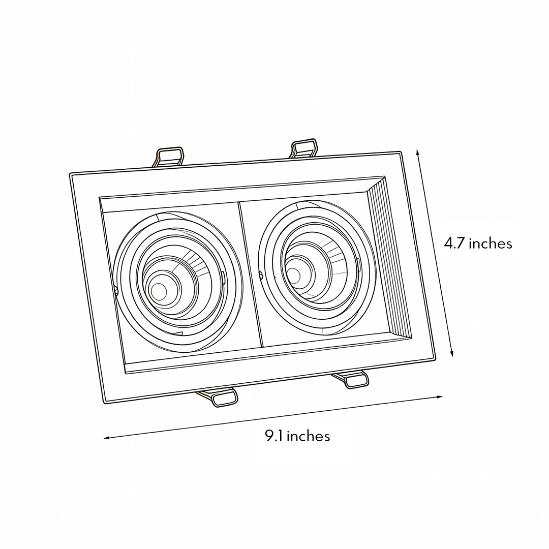 Ceiling twin light’s specifications and dimensions chart Product dimensions chart 9.1inch*4.7inch