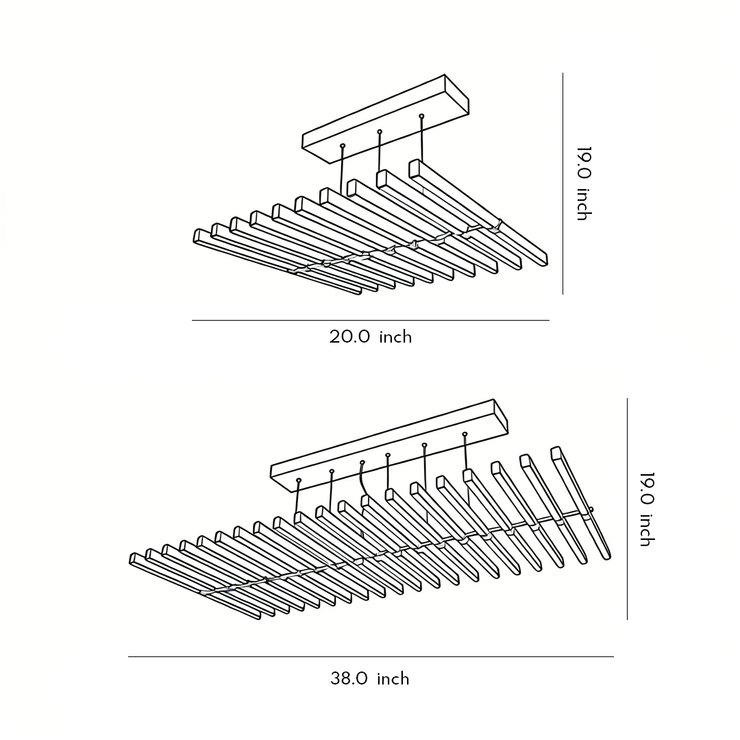 Two specifications of Black art Pendants light Product size chart