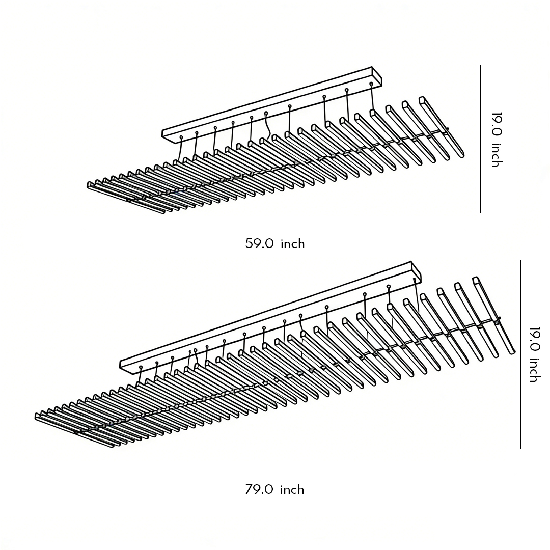 Two specifications of Black art Pendants light Product size chart