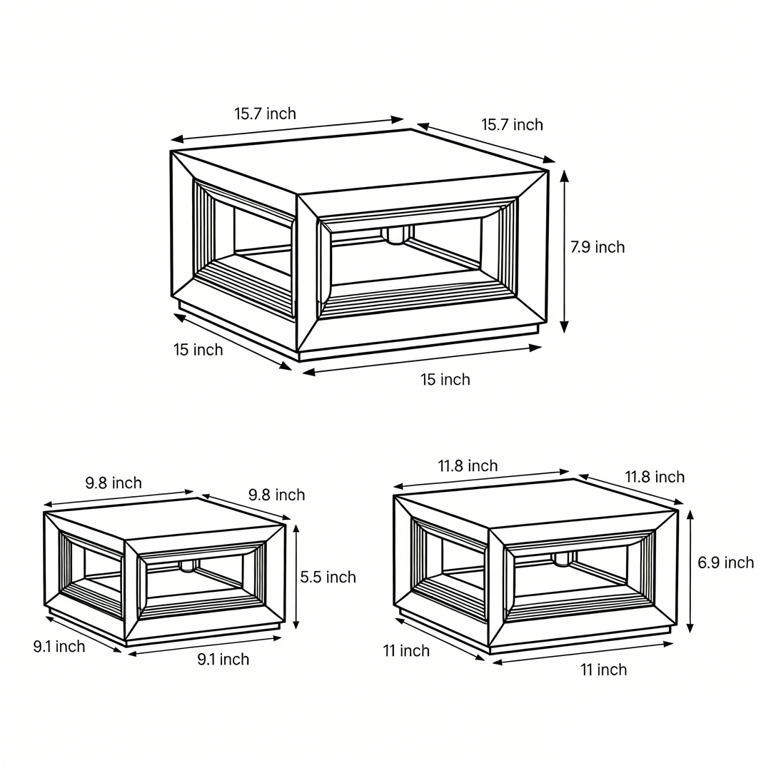 Product size chart of three specifications of square pillar lights