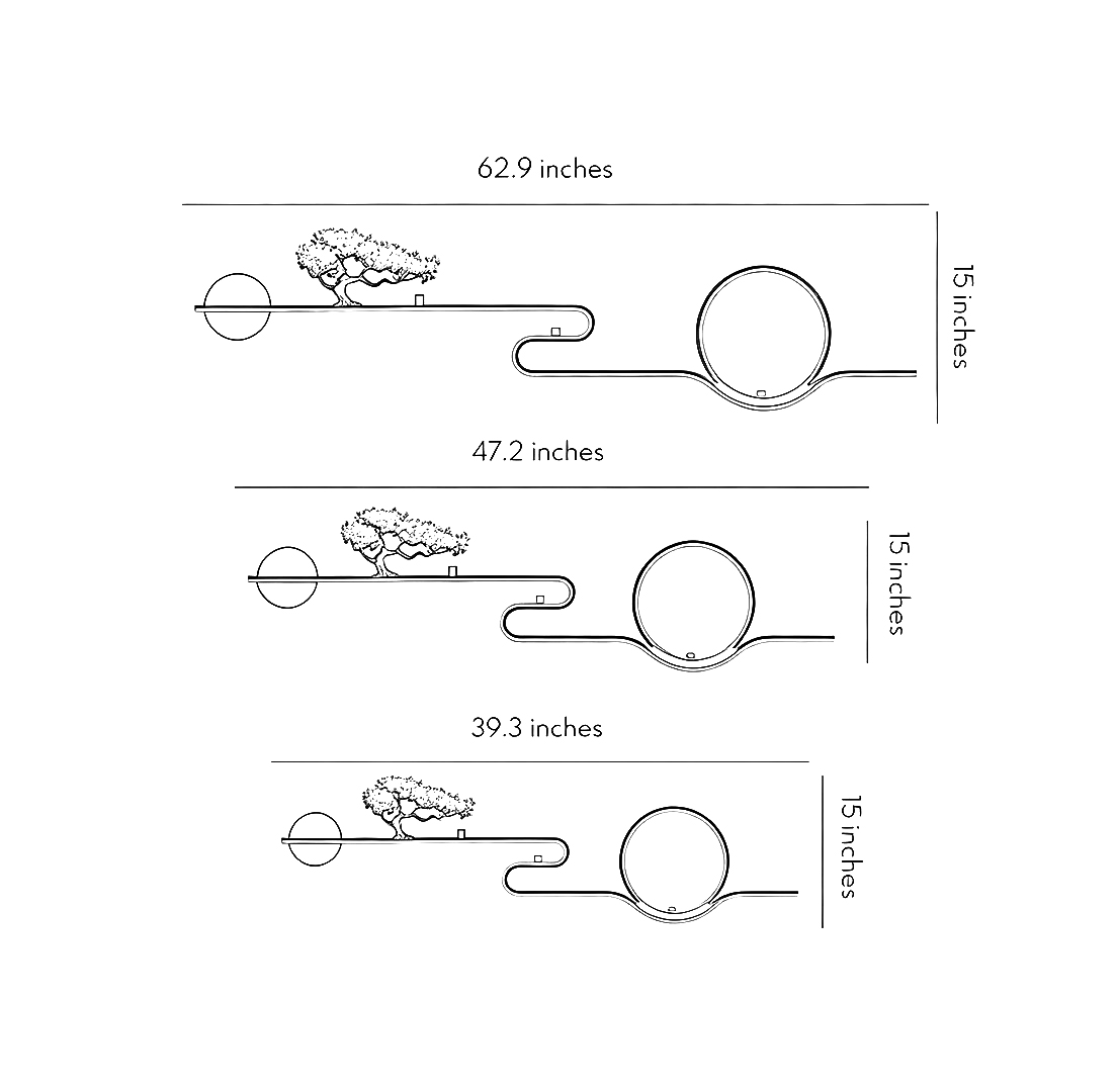 Product size chart of three specifications of Outdoor Wall Lights