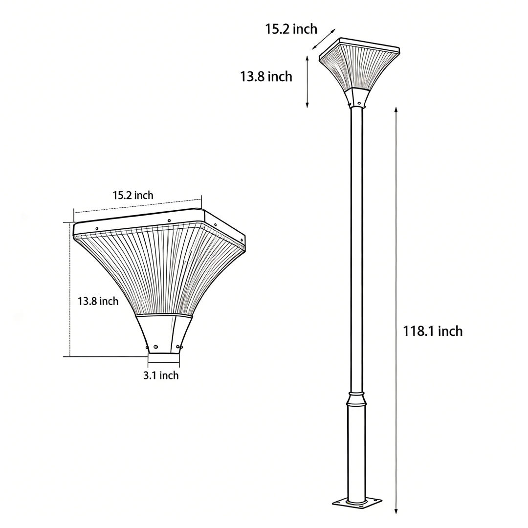 Product size chart of two specifications of night street light