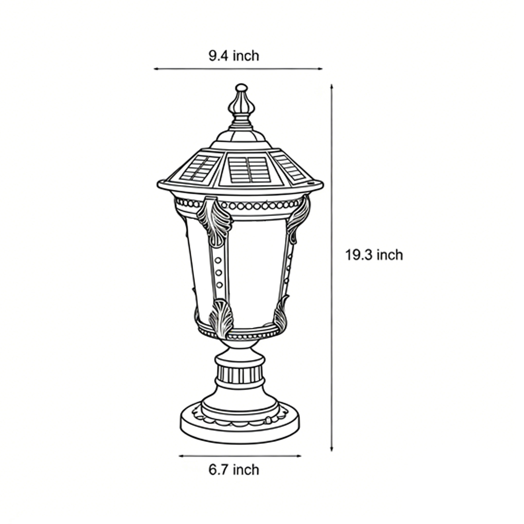 Product size chart of Stone pillar lights 6.7inch*19.3inch