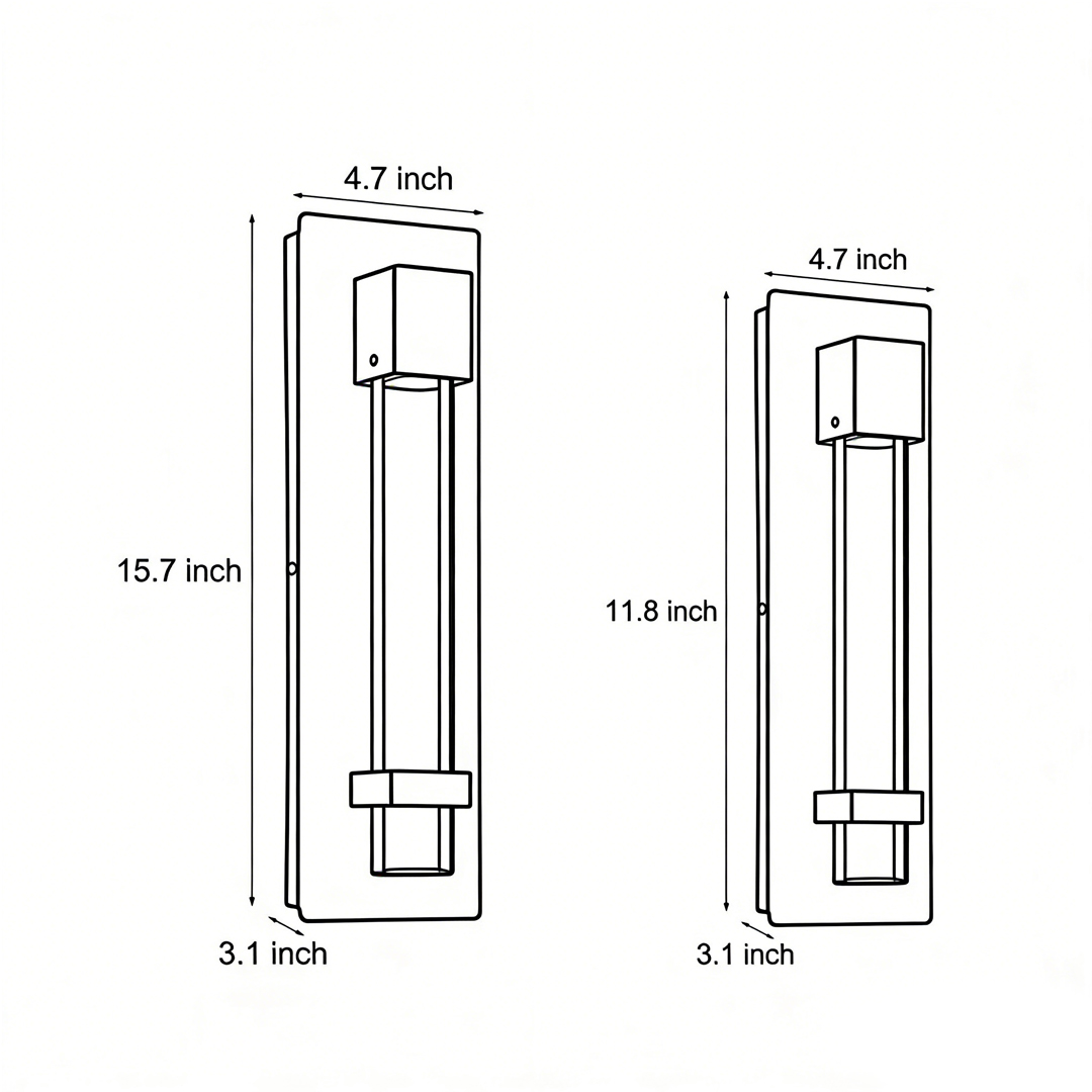 Product size drawings of two specifications of bubble wall scconce