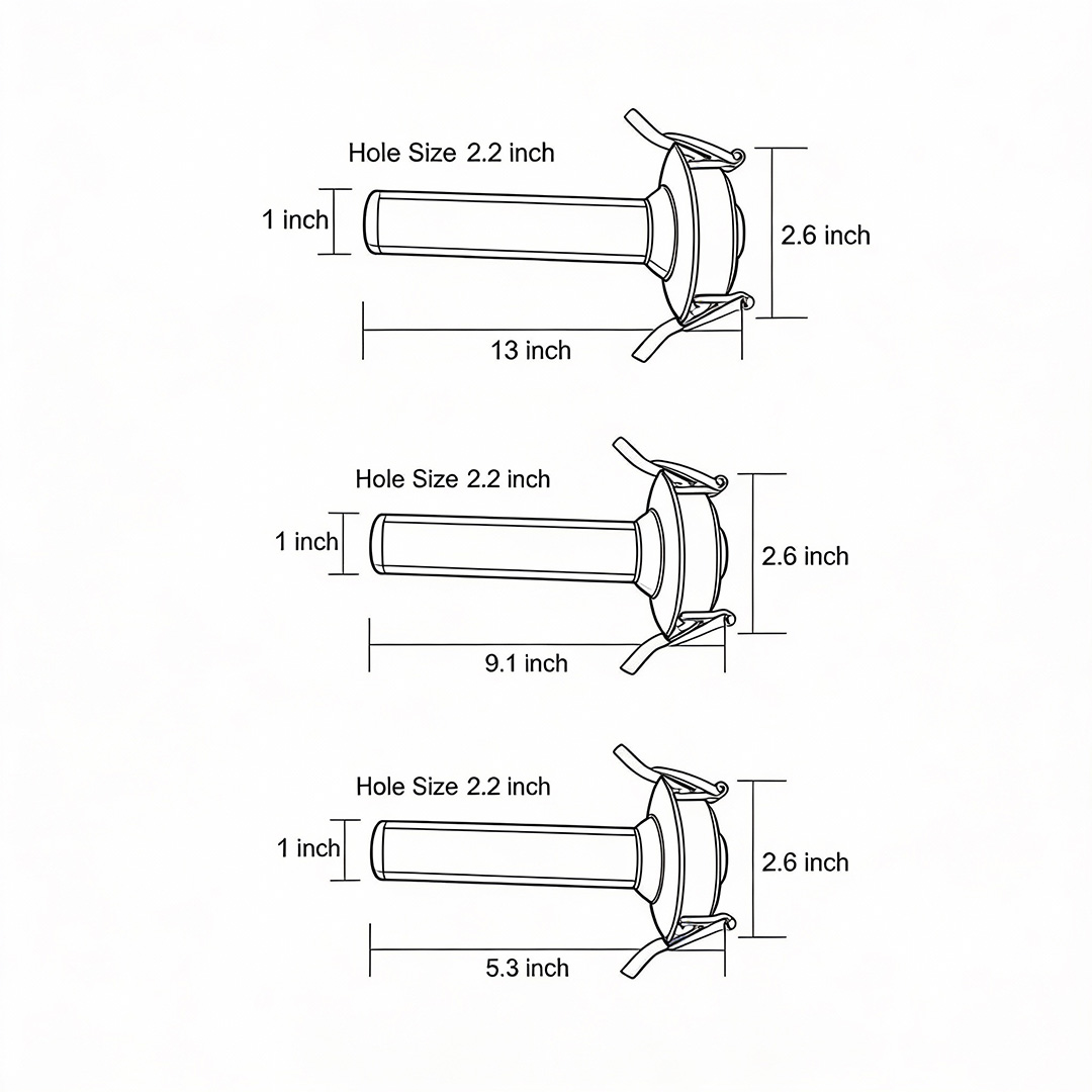 Product size diagram of three specifications of led surface spotlight