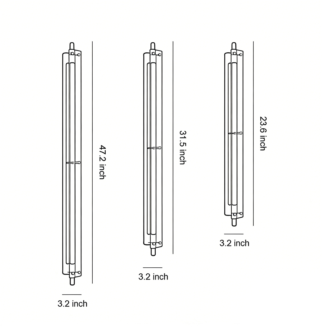 Product size diagram of three specifications of led wall strip lights