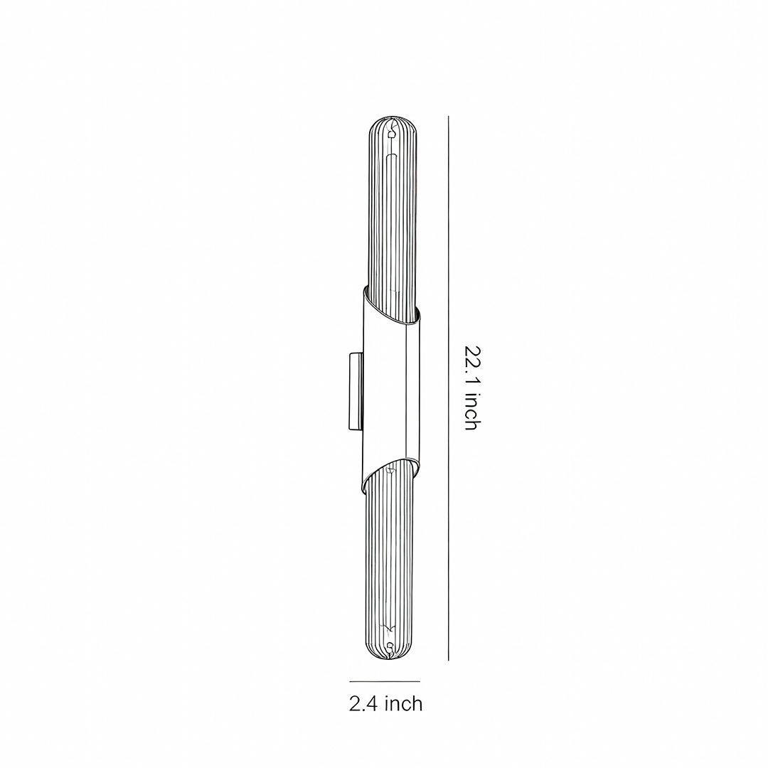 Product size chart of up down wall lights 22.1*2.4inch