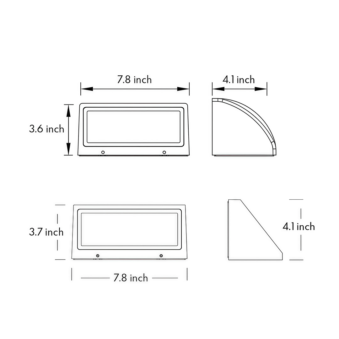 Product dimensions of two specifications of modern outdoor wall light