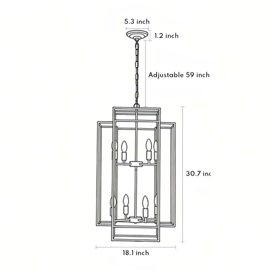 Product size chart of industrial vintage pendant light 18.1inch*30.7inch