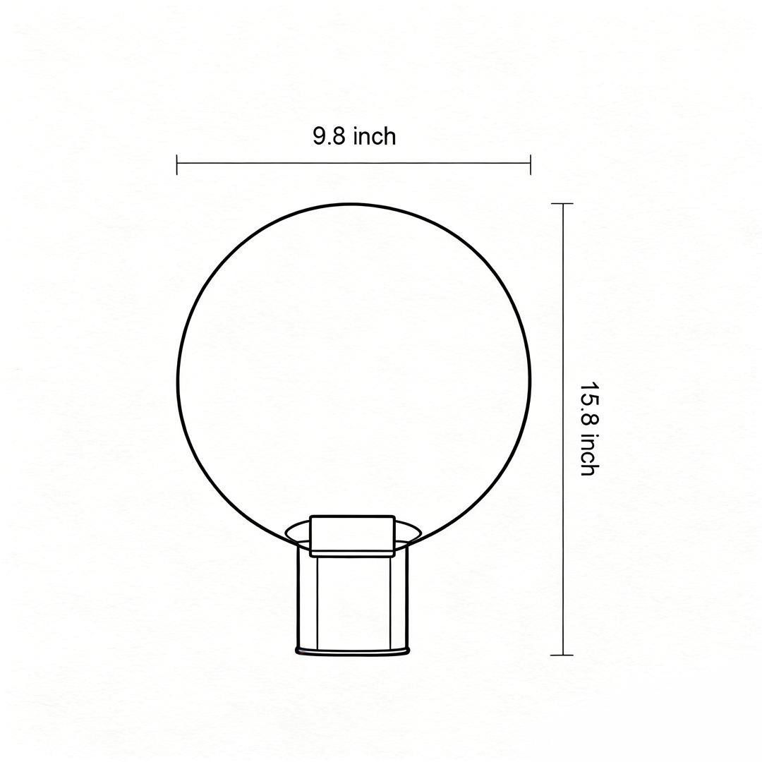 Product size chart of round wall light 15.6inch*9.8inch