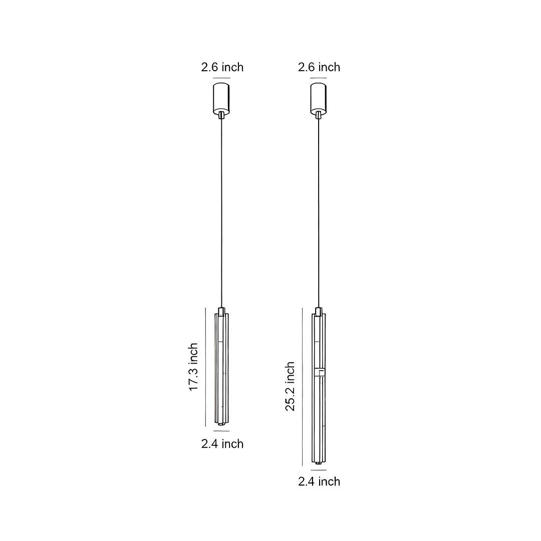 Product dimensions of two specifications of modern crystal pendant light