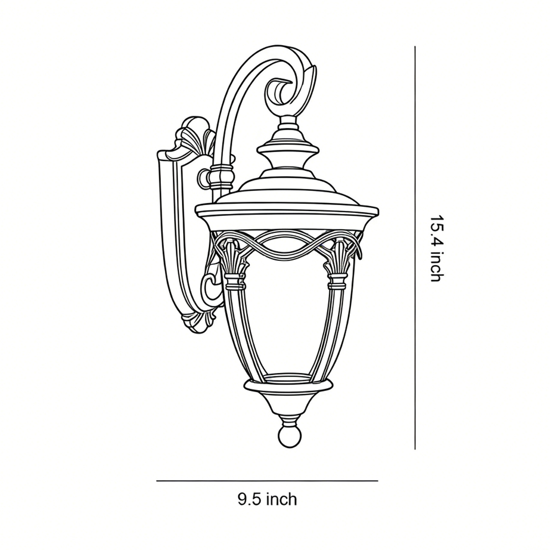 Product size chart of unique outdoor sconces 15.4inch*9.5inch