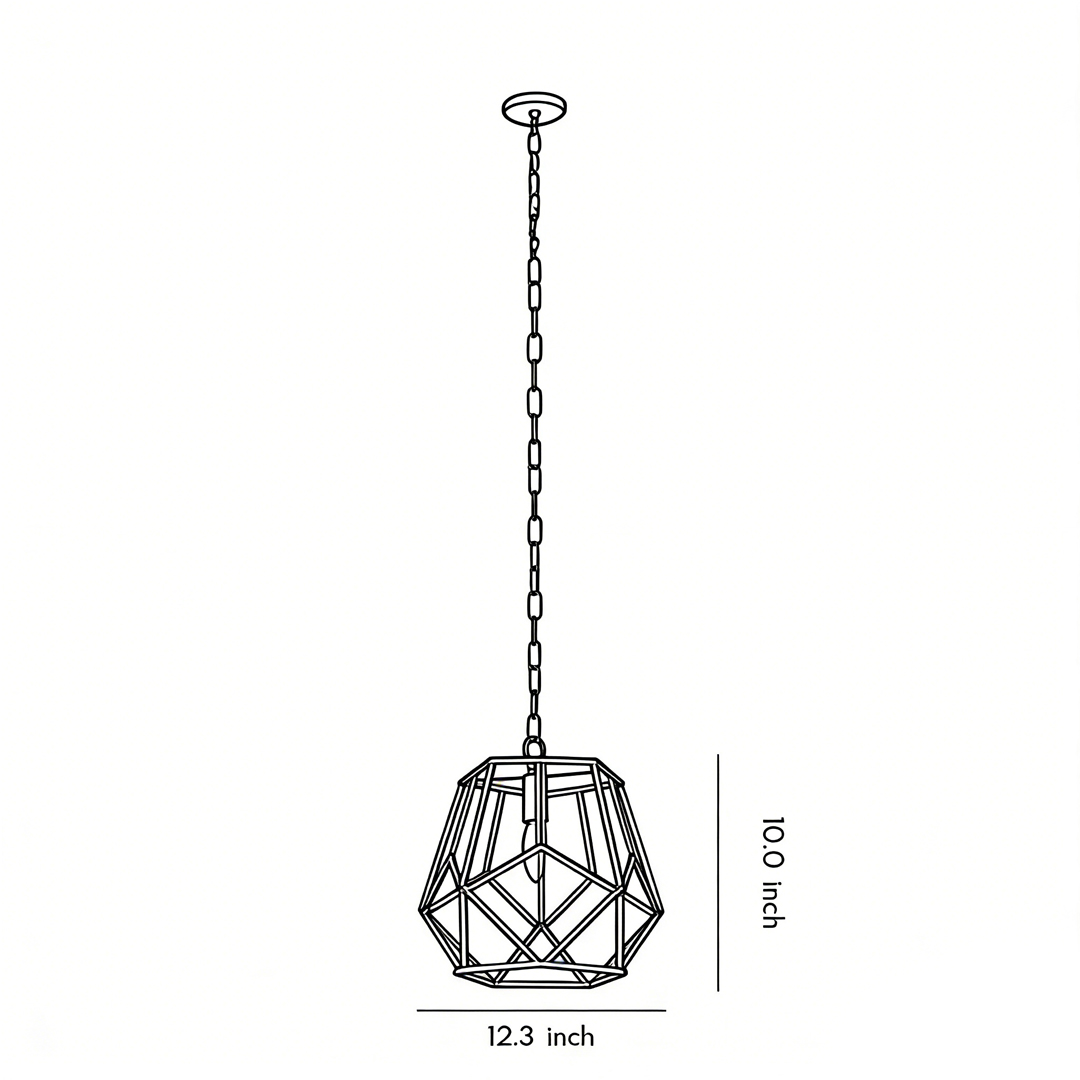 Product size chart of gold hanging pendant light 10inch*12.3inch