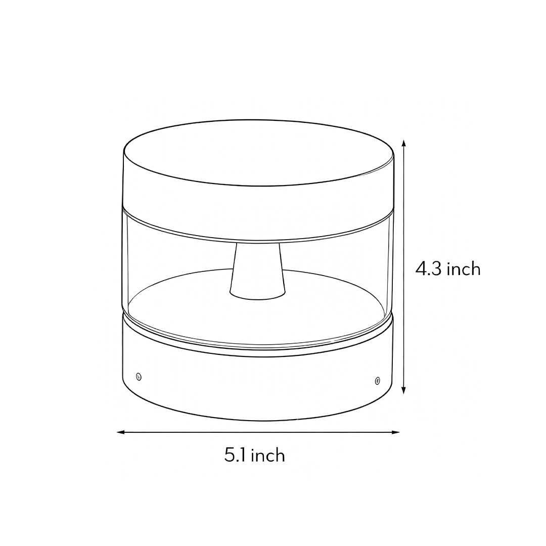 Product size chart of contemporary path lights 4.3inch*5.1inch