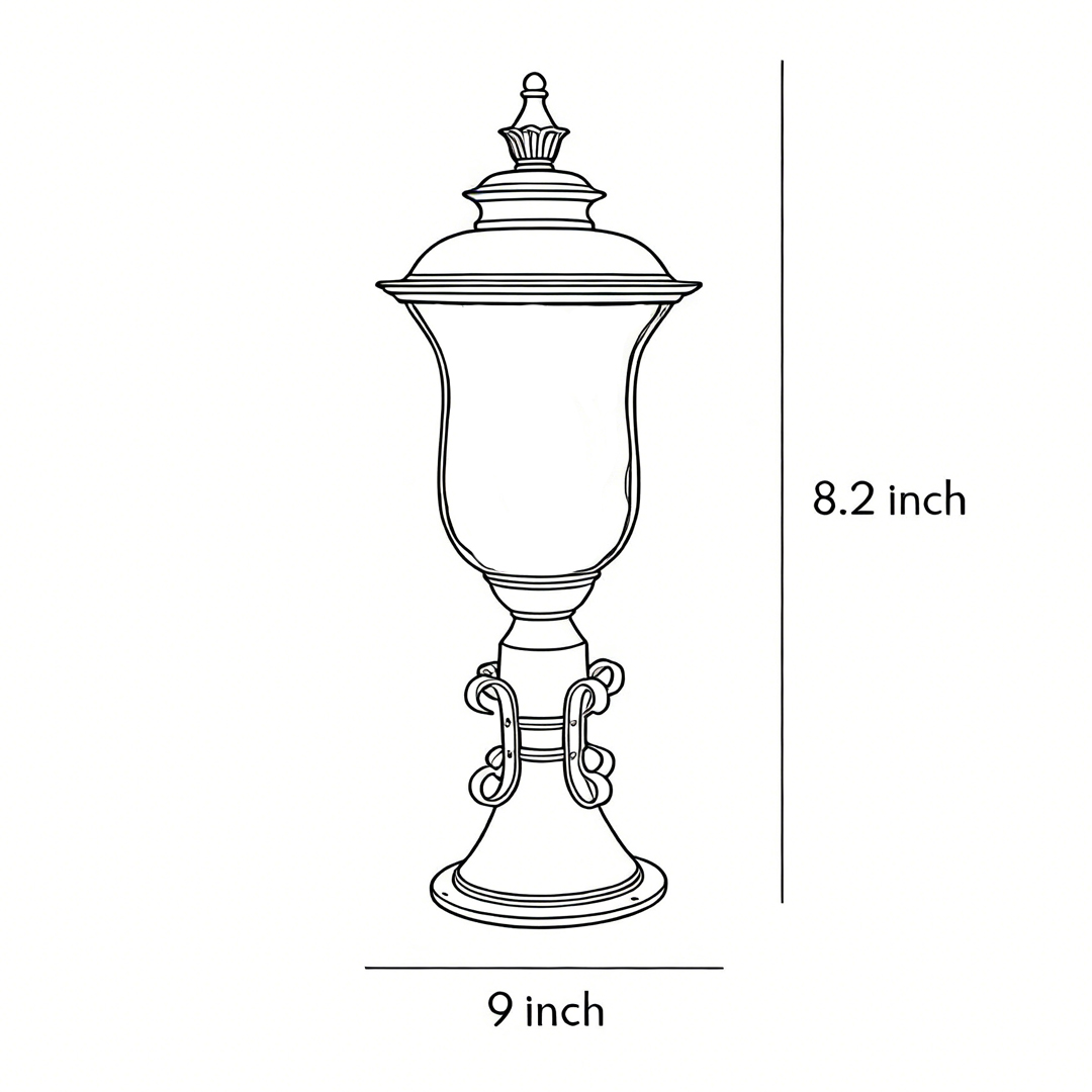 Product size chart of pillar gate lights 8.2inch*9inch