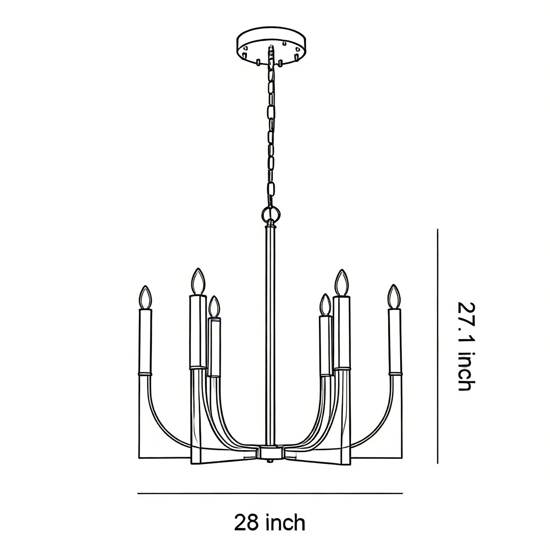 Product size chart of retro chandeliers 27.1inch*28inch