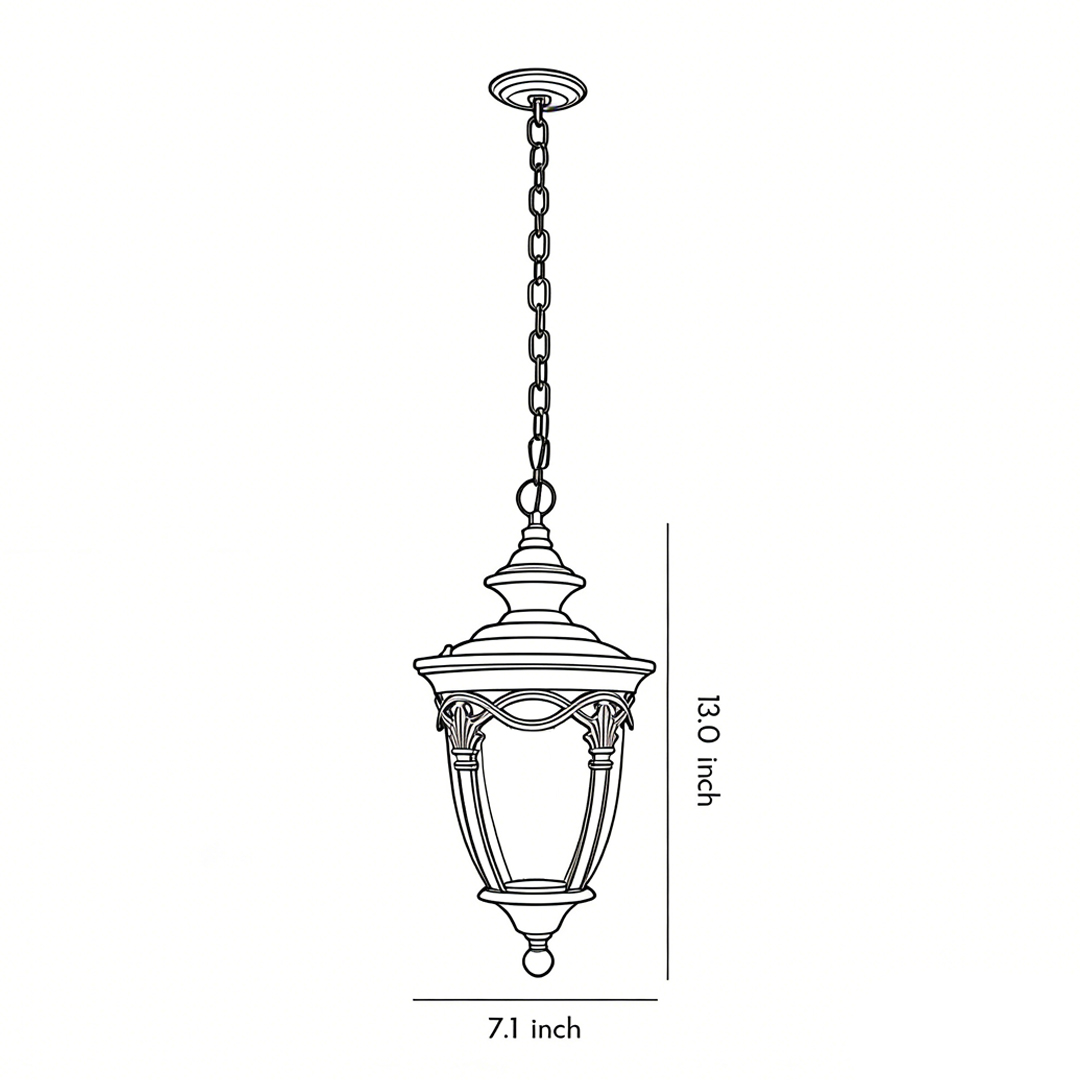 Product size chart of pendant porch light 13.0inch*7.1inch