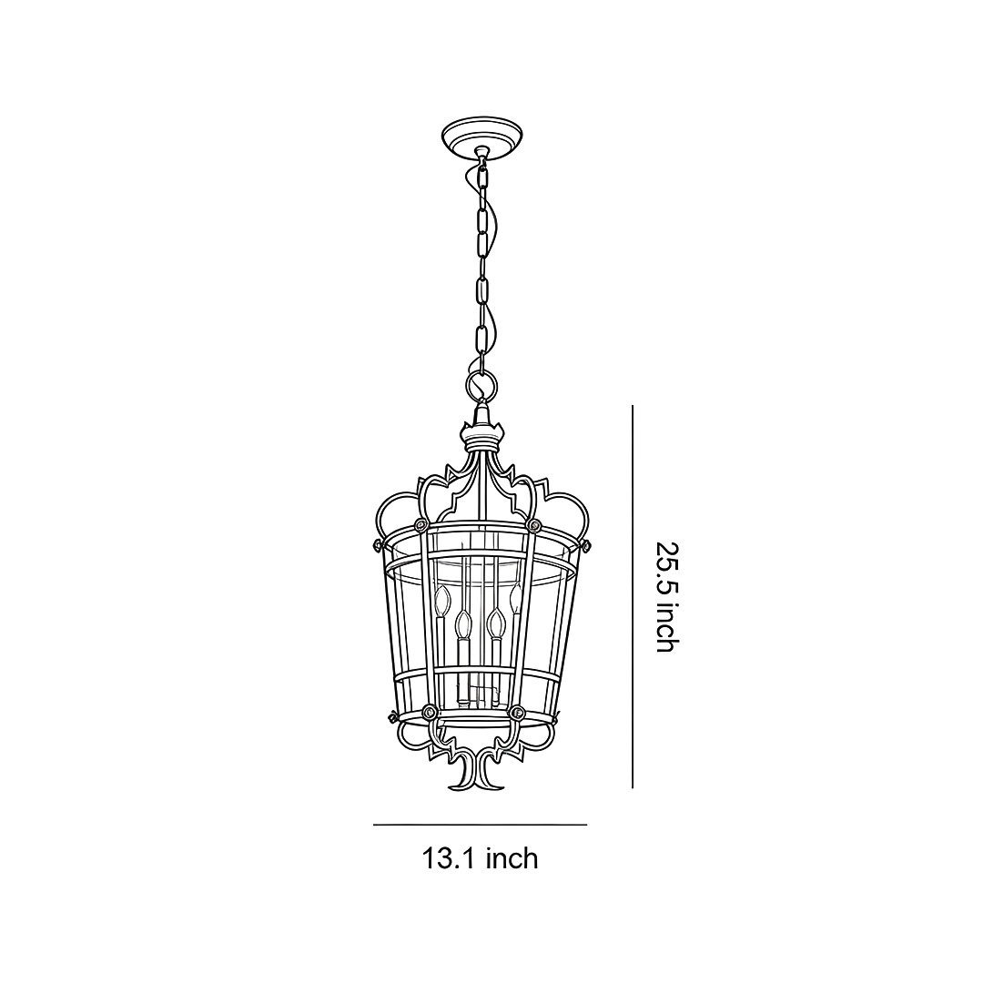 product size chart of italian pendant light 25.5inch*13.1inch
