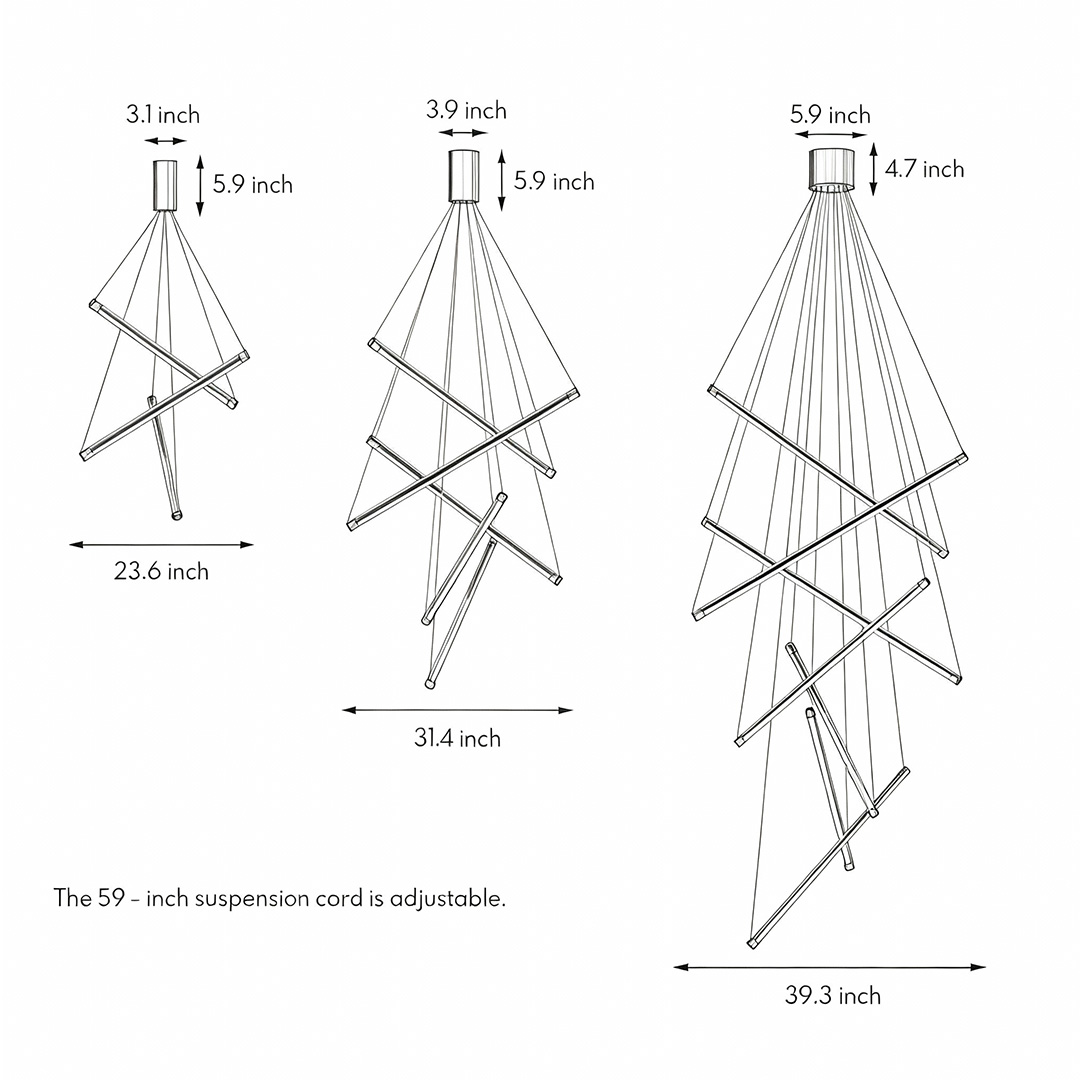 Four specifications of led linear chandelier products chi'cun