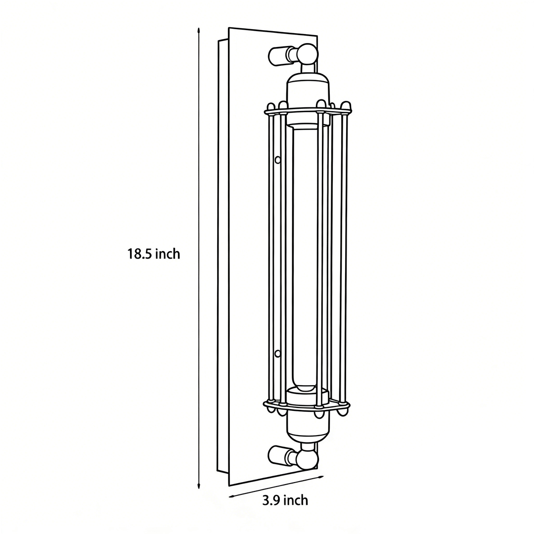 Product dimension diagrams for vintage industrial wall sconce 3.9inch*18.5inch