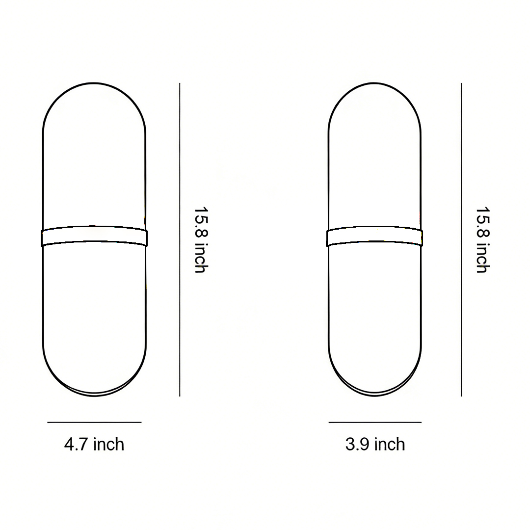 Product size diagrams for two specifications of art wall lighting