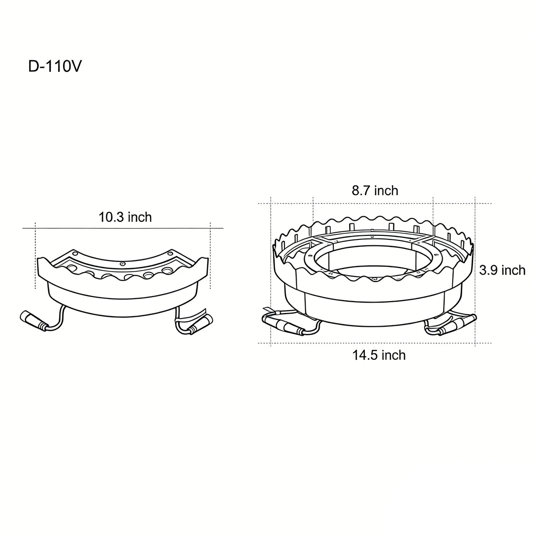 Dimension drawings of two product structures for tree ring lights