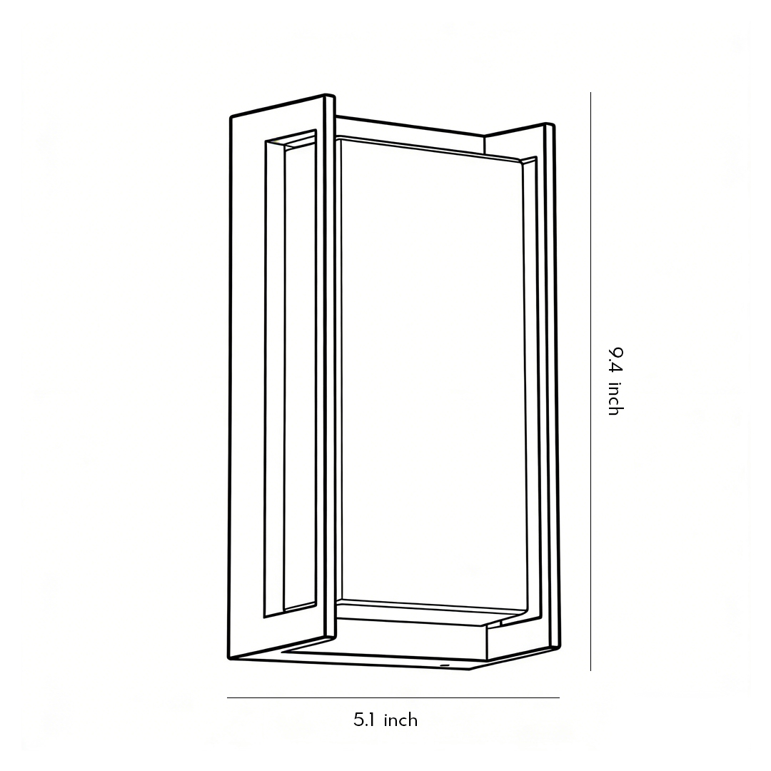 Product dimension diagram for outdoor wall lights 9.4inch*5.1inch