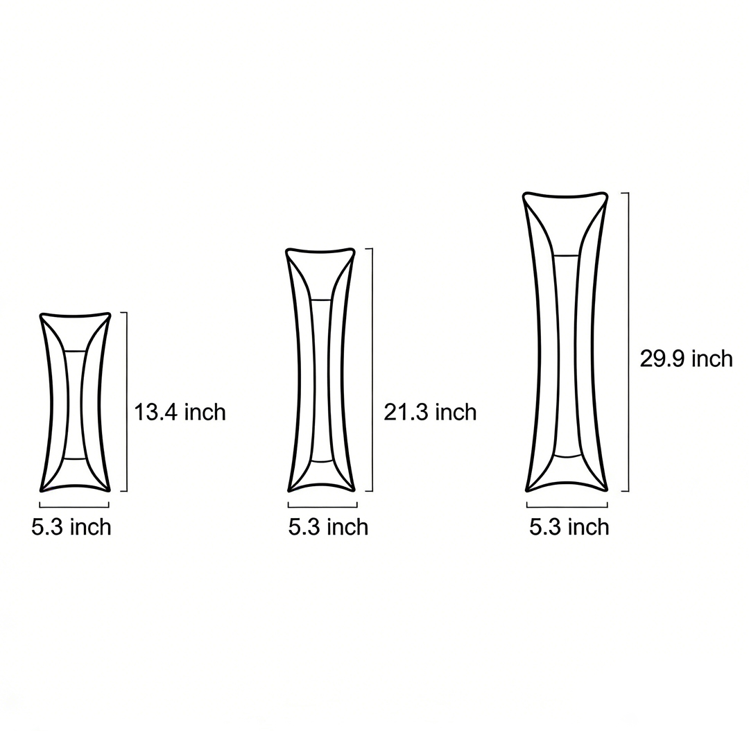 Dimensional drawings of the four different sizes of wireless wall sconce lights.