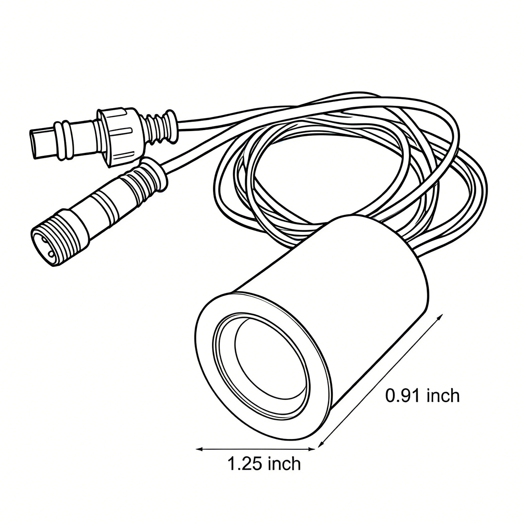 Product dimension diagram for in-ground paver lights 1.25inch*0.9inch