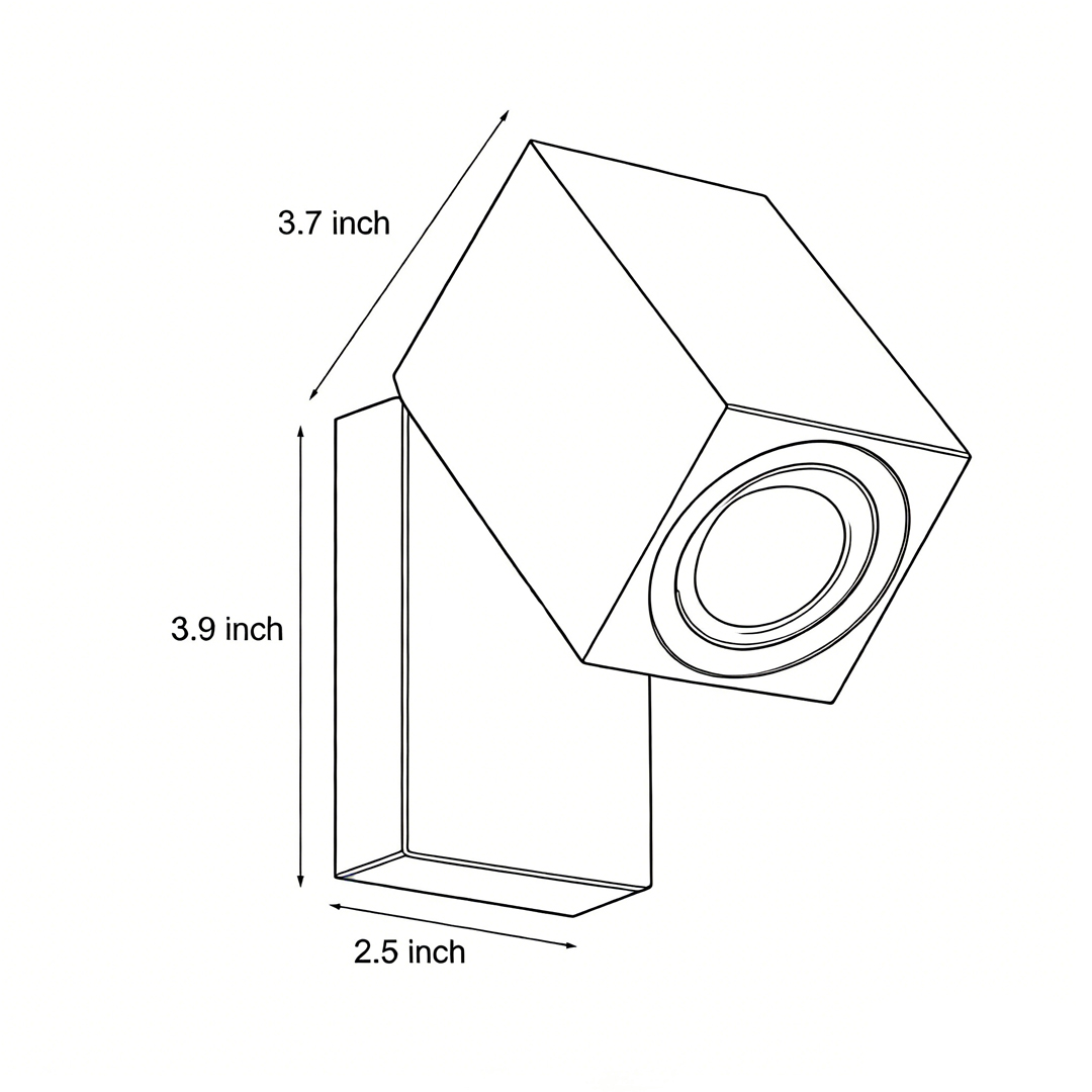 Dimensional drawings of outdoor sensor wall lights 2.5inch*3.9inch*2.7inch
