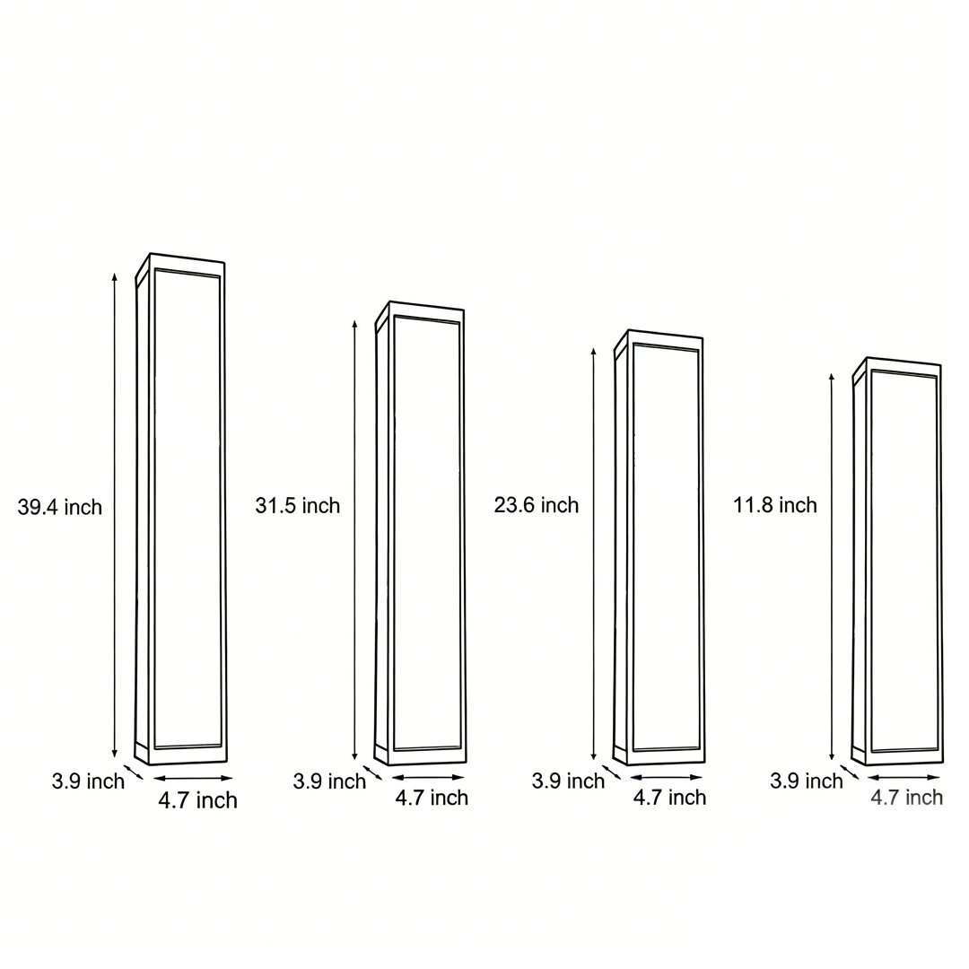Dimensional drawings of the four different specifications of the Econic outdoor wall light
