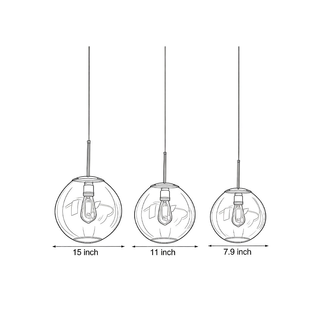 Dimensions of the three different sizes of the Melt pendant light