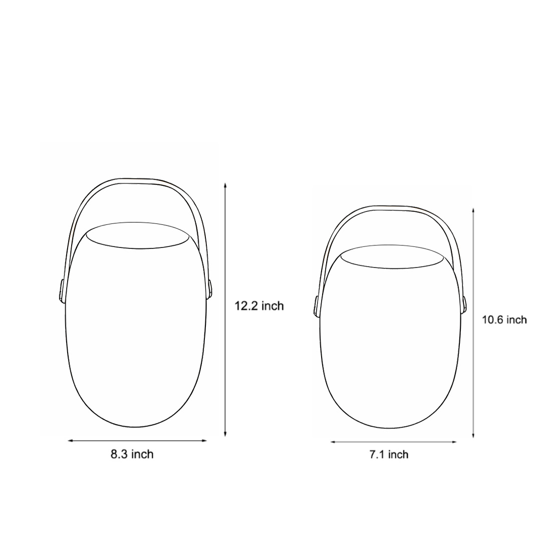 Dimensional drawings of two specifications of outdoor solar floor lanterns