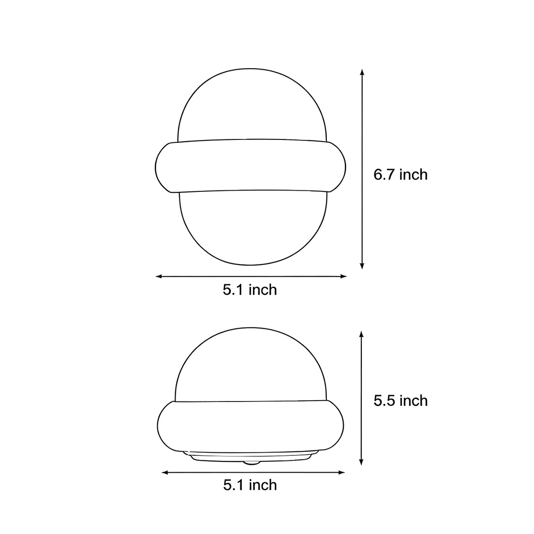 Dimensional drawings for two sizes of modern globe wall sconces