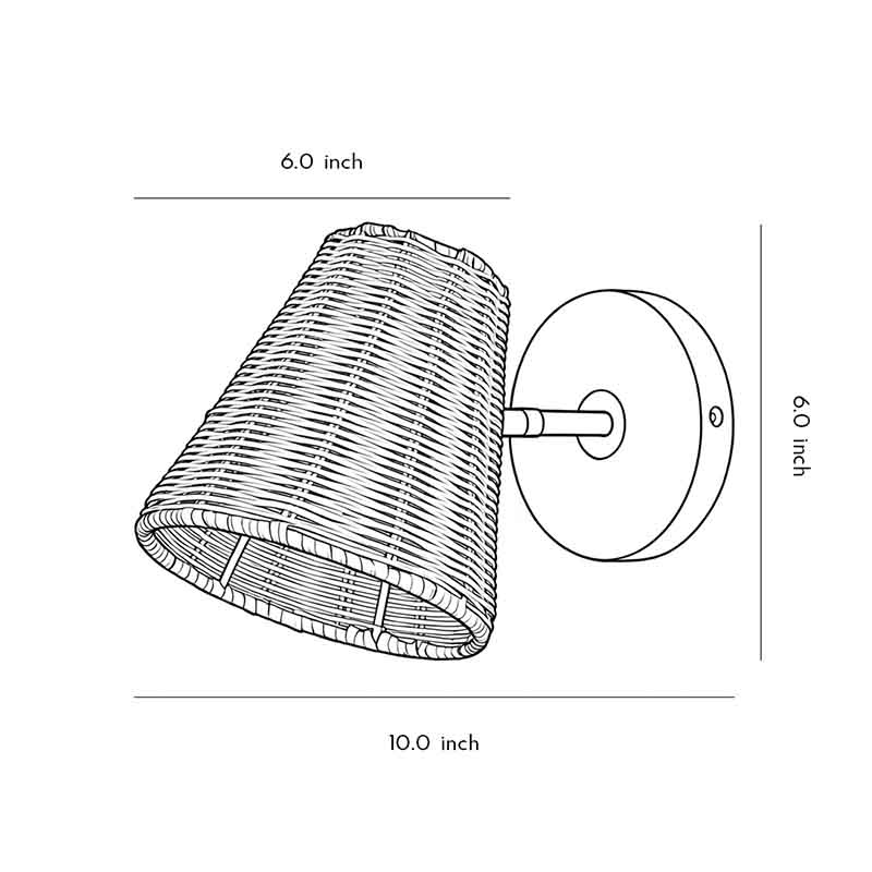 Dimensional specification diagram of a Japanese wall light 6inch*6inch*10inch