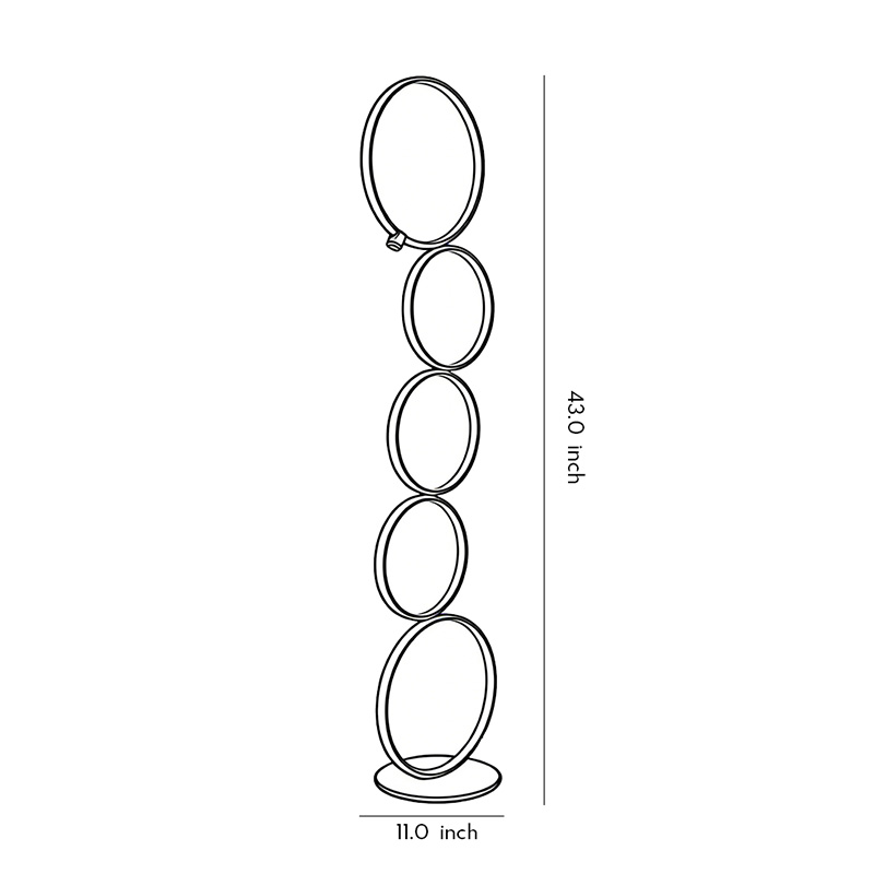 Dimensional specification diagram for decorative floor lamps 11.0inch*43.0inch.