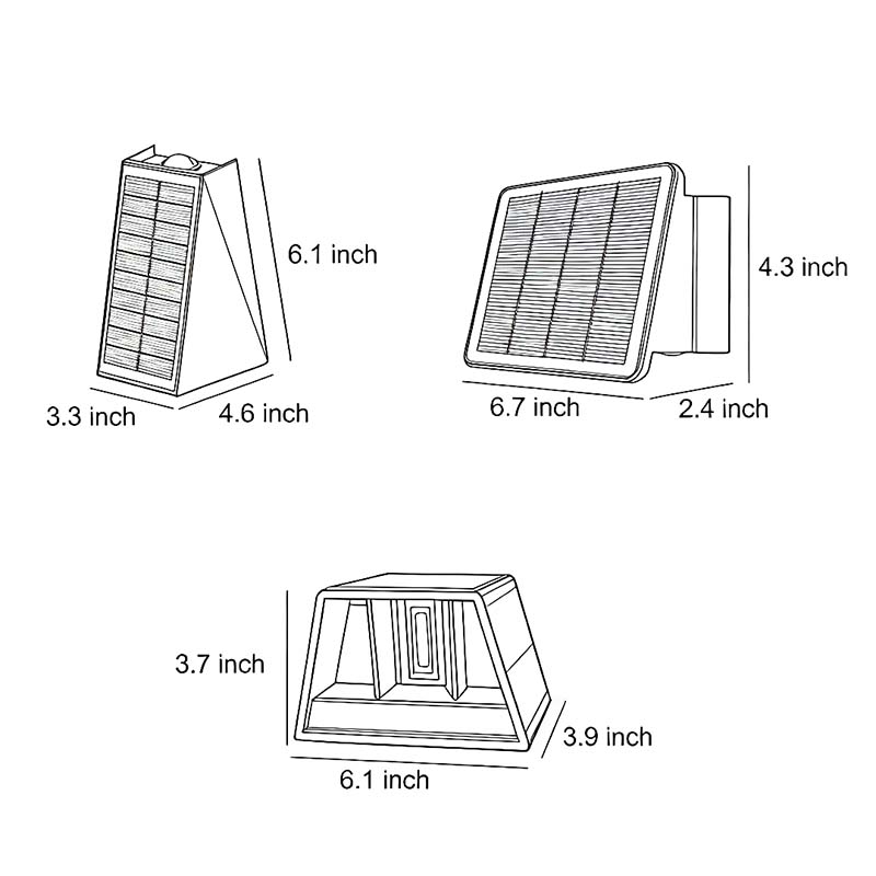 Three different size specifications for outdoor wall sconces with up and down lighting