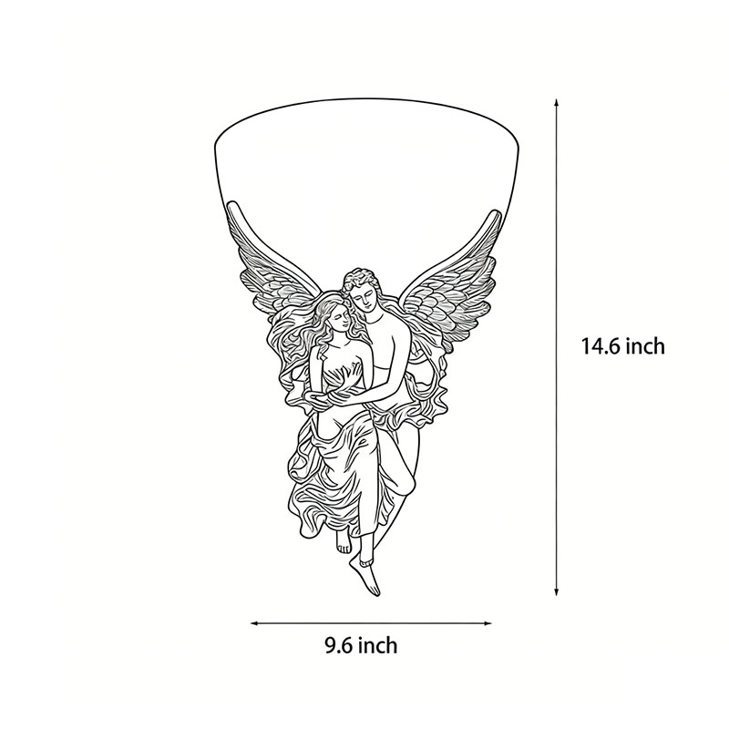 Dimensions diagram for the European Angel Wall Sconce 14.6inch*9.6inch