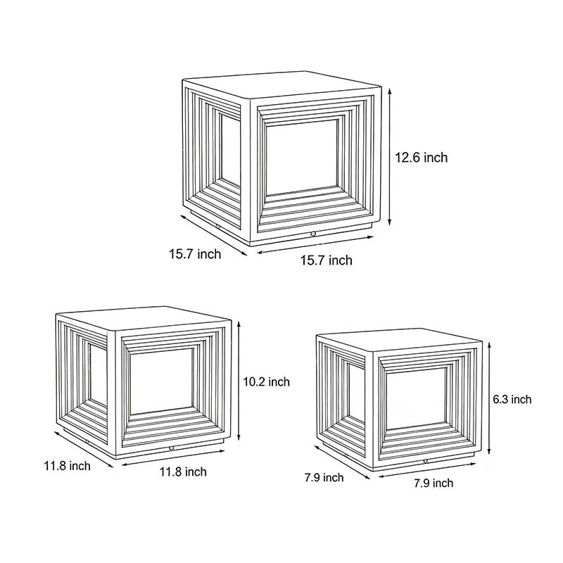 Three different size specifications for gate pillar lights
