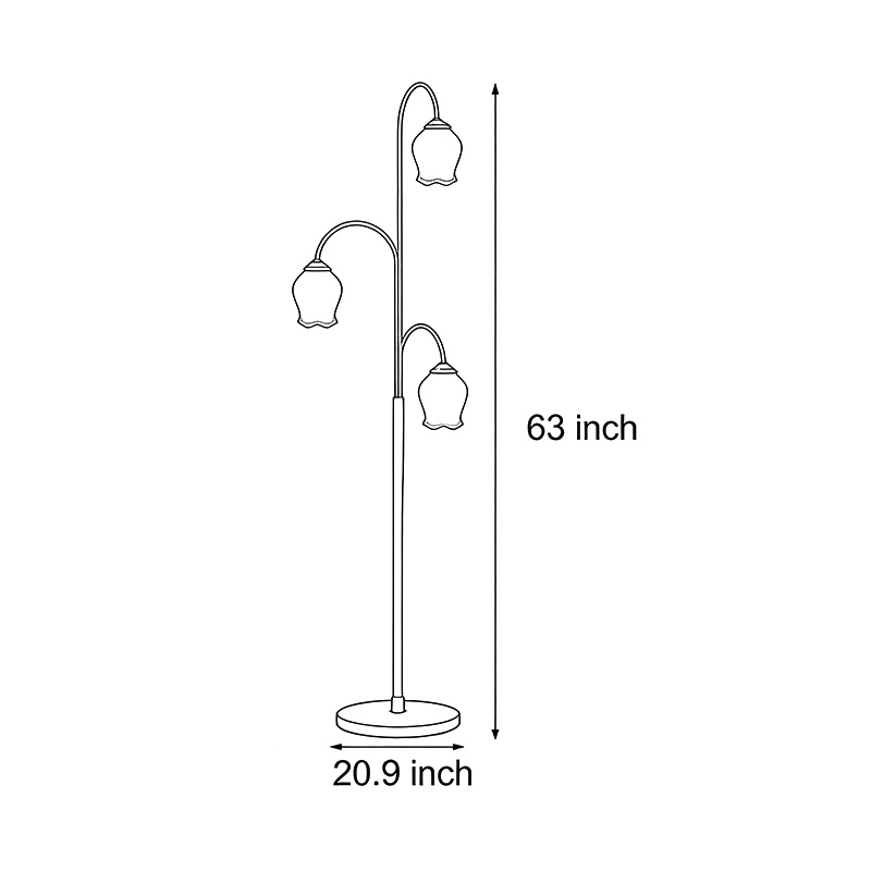 Dimensional drawing of the tulip floor light, 20.9inch*63inch
