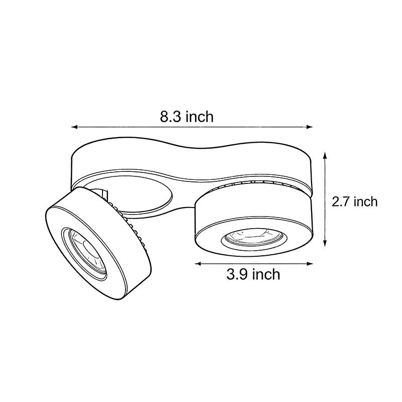 Product dimension diagrams for surface mount led downlights 2.7inch*8.3inch