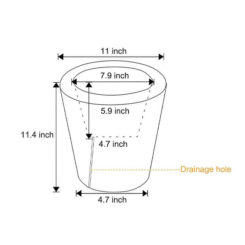Dimensions of the luminous flower pots, 4.7inch*11.4inch*11inch