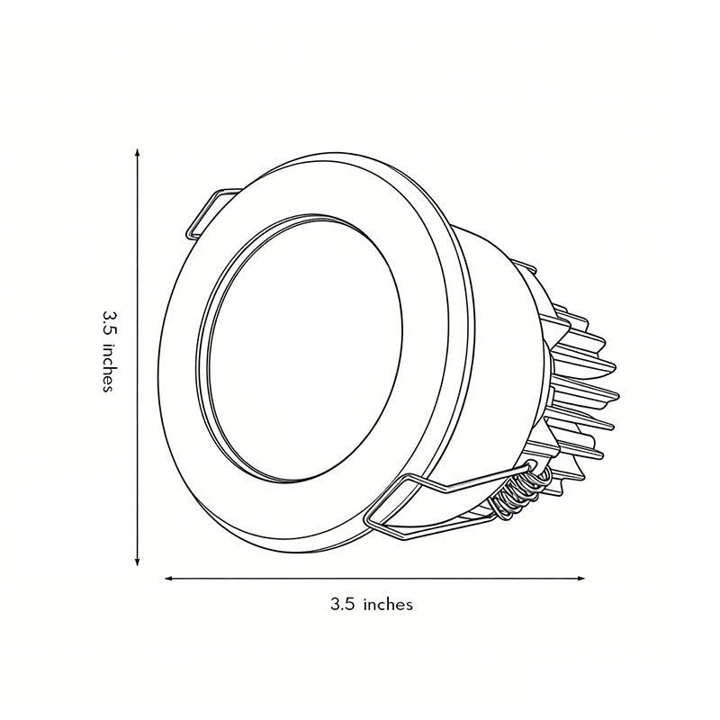 Elite Lighting recessed lights product dimensions diagram 3.5inch*3.5inch.