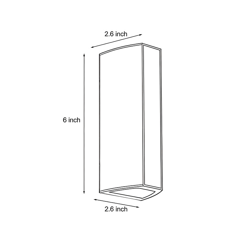 Product dimension drawing of the up-down cylinder sconce 6inch*2.6inch*2.6inch.